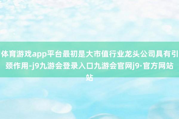 体育游戏app平台最初是大市值行业龙头公司具有引颈作用-j9九游会登录入口九游会官网j9·官方网站