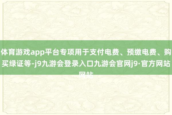 体育游戏app平台专项用于支付电费、预缴电费、购买绿证等-j9九游会登录入口九游会官网j9·官方网站