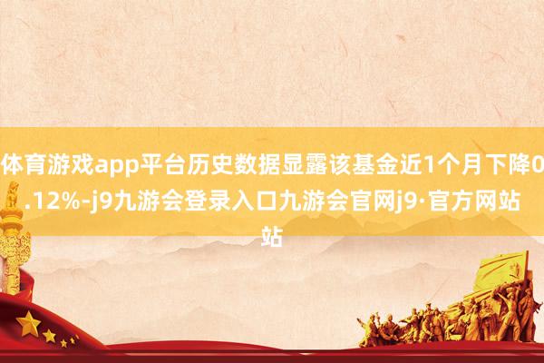 体育游戏app平台历史数据显露该基金近1个月下降0.12%-j9九游会登录入口九游会官网j9·官方网站